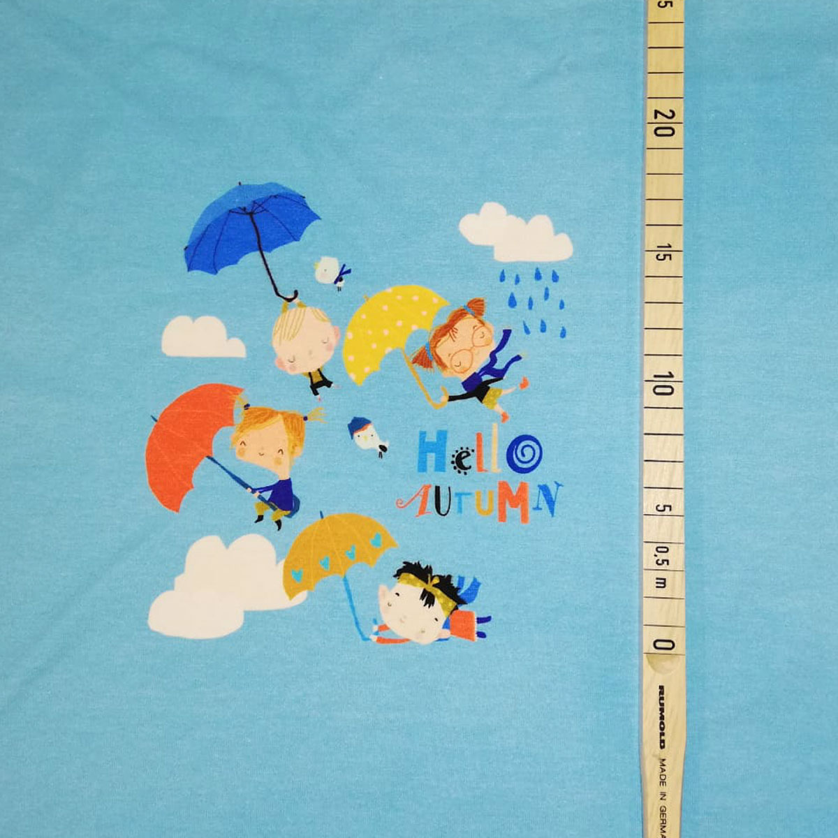 Jersey Panel "Regenschirm" blau Stückware