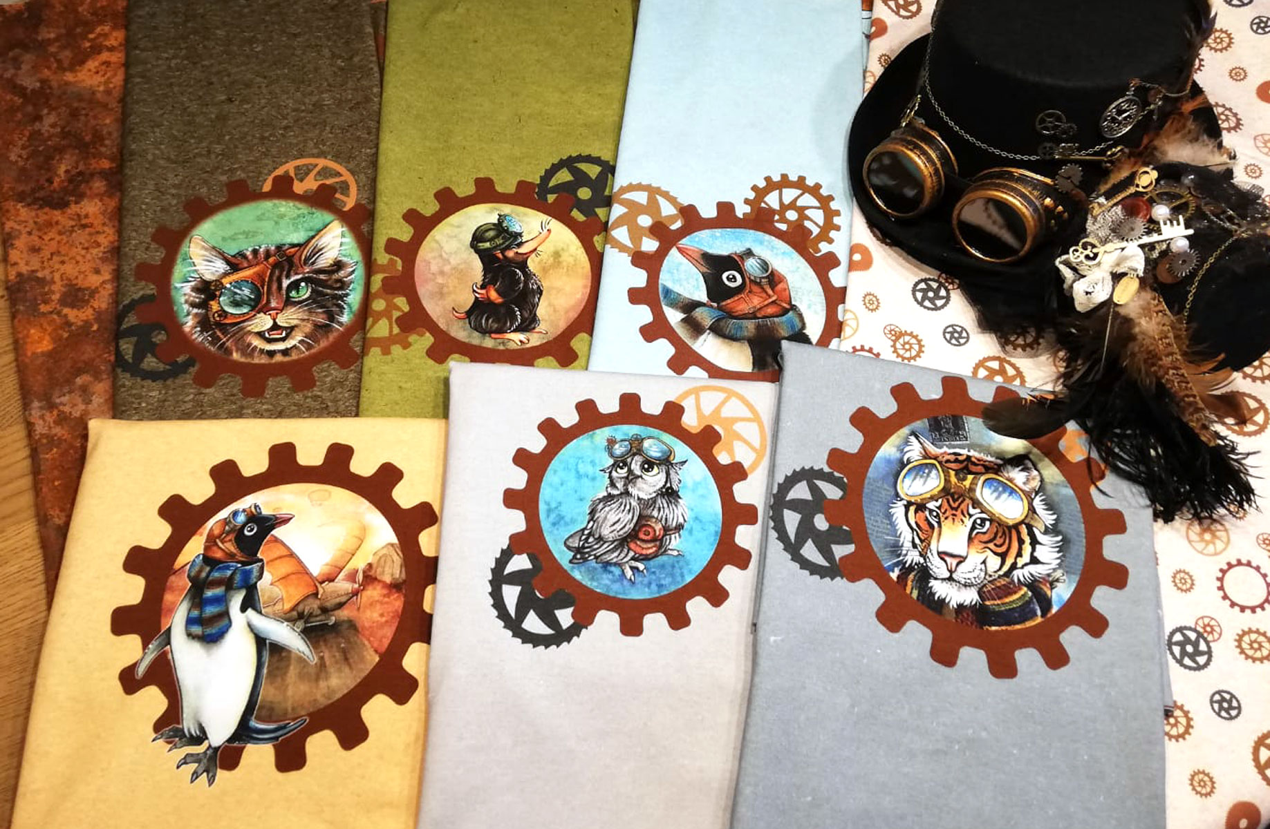 Jersey Panel Katze "Steampunk" Stückware