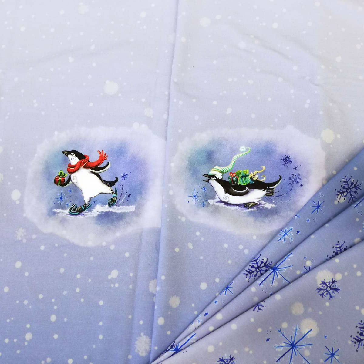 Sommersweat Panel "Pinguin on ice" Stückware