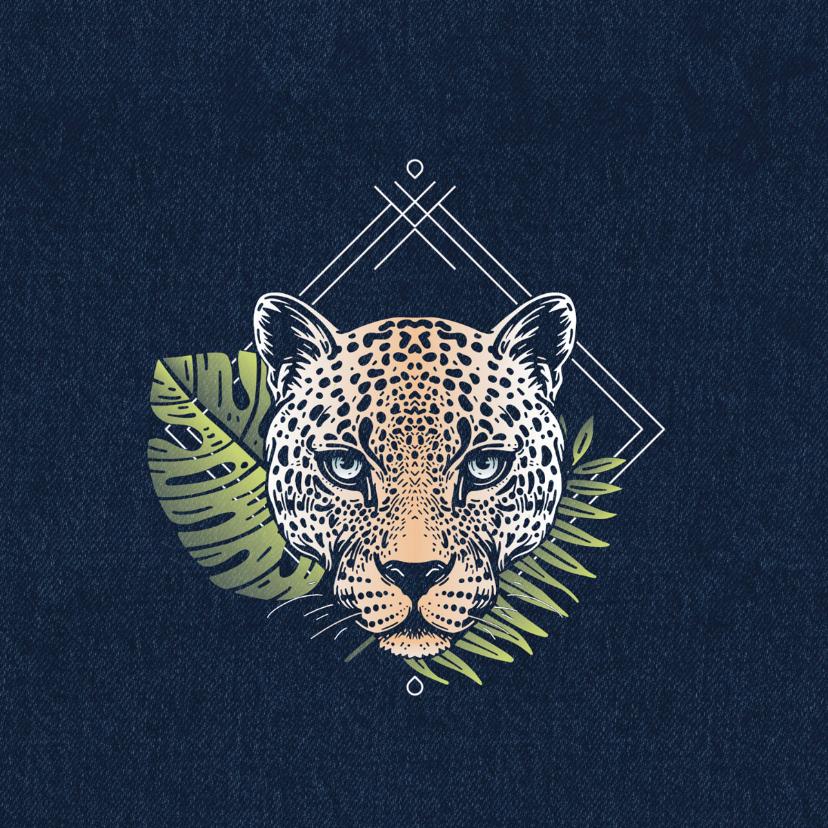 Jersey Panel "Animals of the world" Leopard blau Stückware