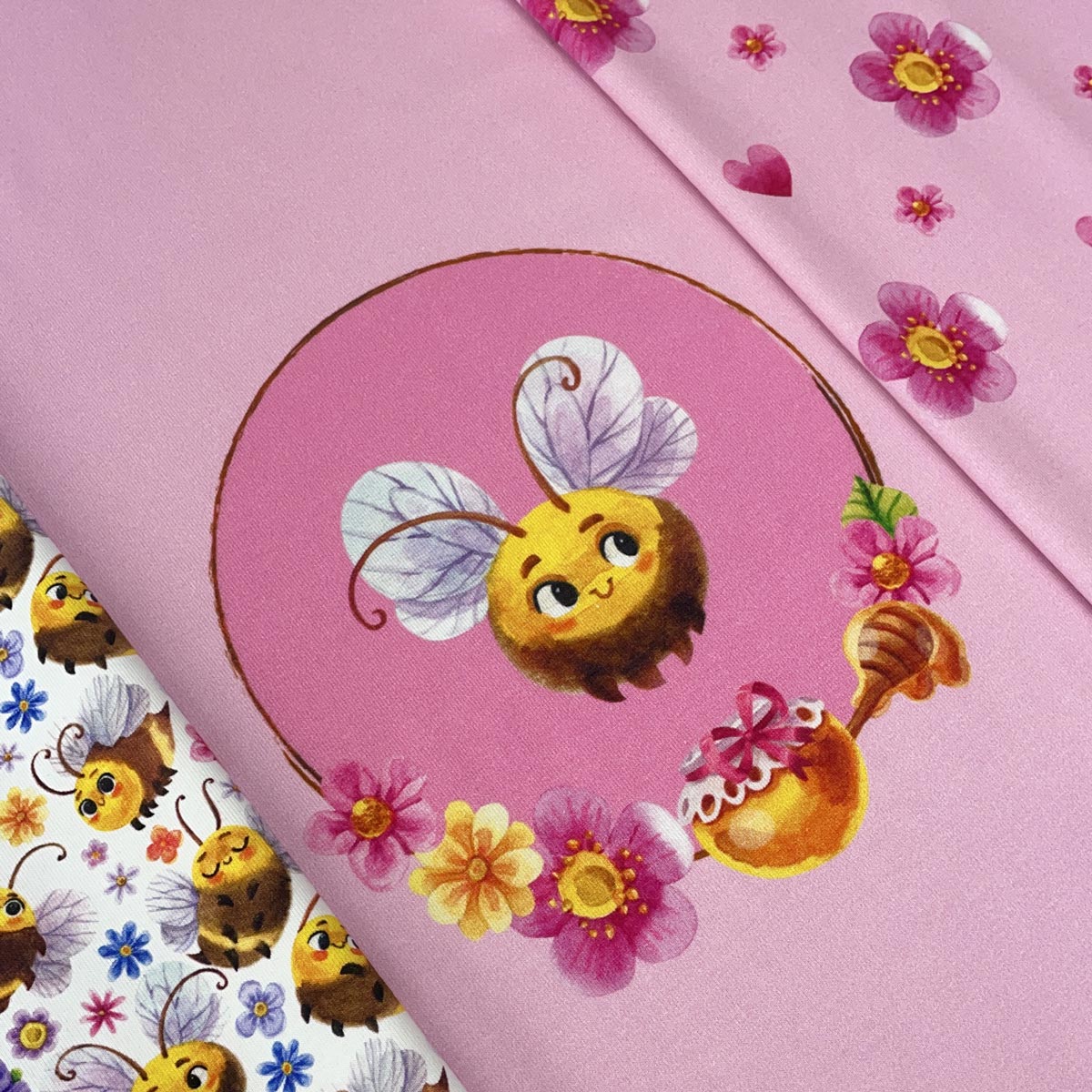Jersey Panel Biene "Little Sweetheart" rosa Stückware