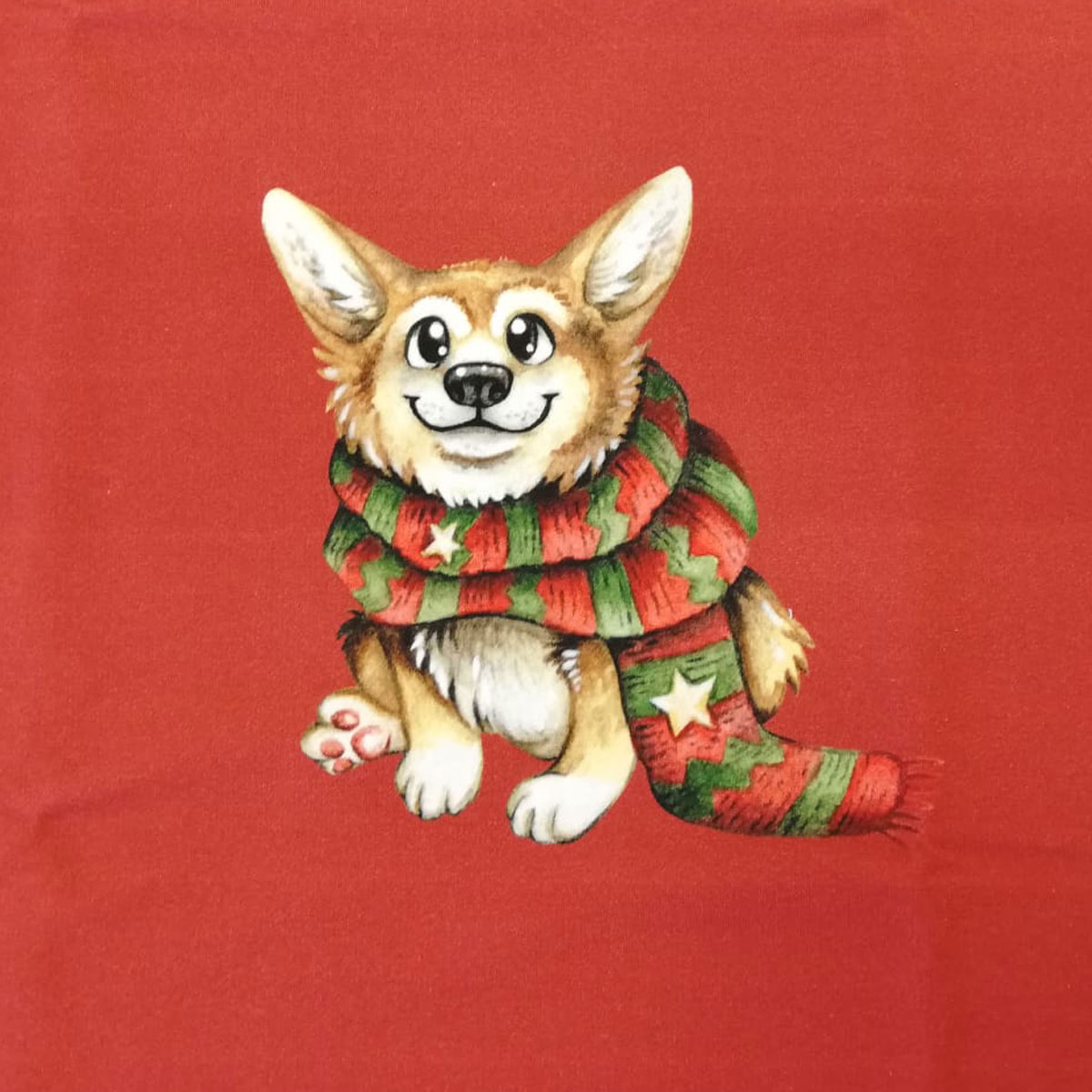 Sommersweat Panel "Corgi Christmas" Stückware