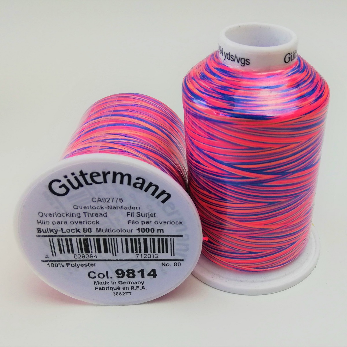 Gütermann Bauschgarn Bulky-Lock 80 Multicolor pink jeans 9814, 1000m